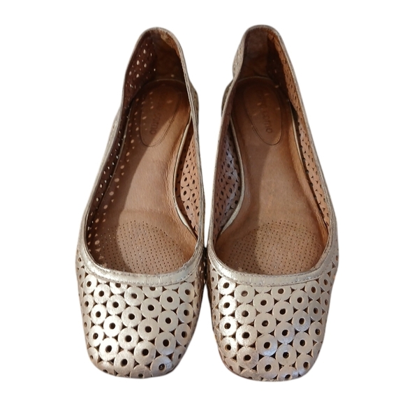 Corso Como Perforated Gold Leather Round Toe Cut Out Ballet Flats Size 8… - Picture 2 of 10